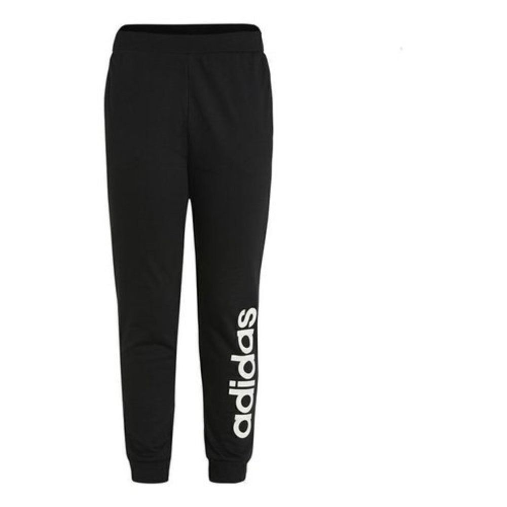 Adidas Boy's Black Logo Print Pull On Athletic Long Pants Size Large